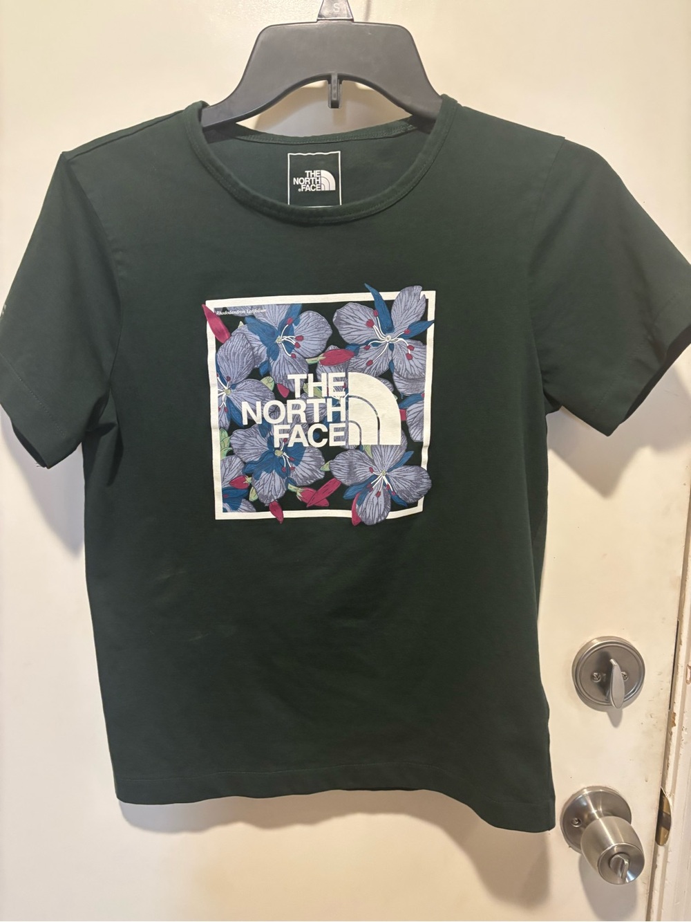 The North Face Dark Green Floral Logo Short Sleeve Tee